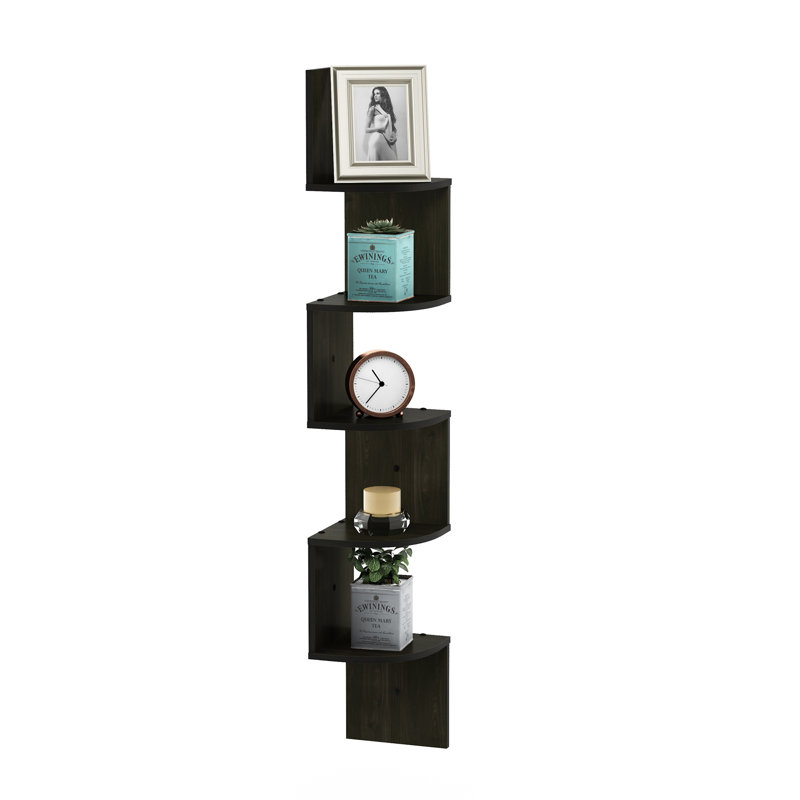 Rodrich 5 Piece Corner Floating Shelf, Espresso