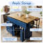 Îlot de cuisine de style champêtre avec abattant et 2 places assises, nombreux rangements et prise électrique, bleu-443674068