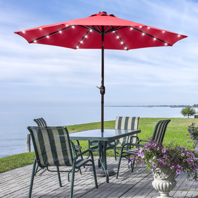 Bevan 9' Round Solar LED Patio Umbrella