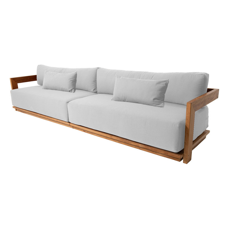 Varenna 119'' Wide Rectangle Teak Patio Sofa with Sunbrella® Cushions, Natural