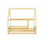 Structure de lit de style moderne, lit en bois en forme de maison avec barrières de sécurité