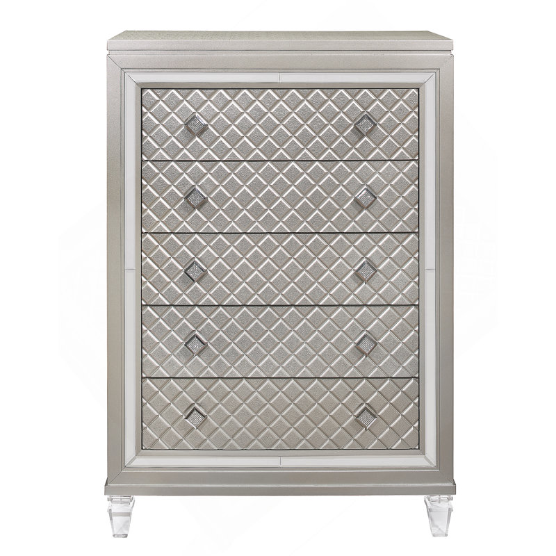 Commode verticale en bois manufacturé avec 5 tiroirs