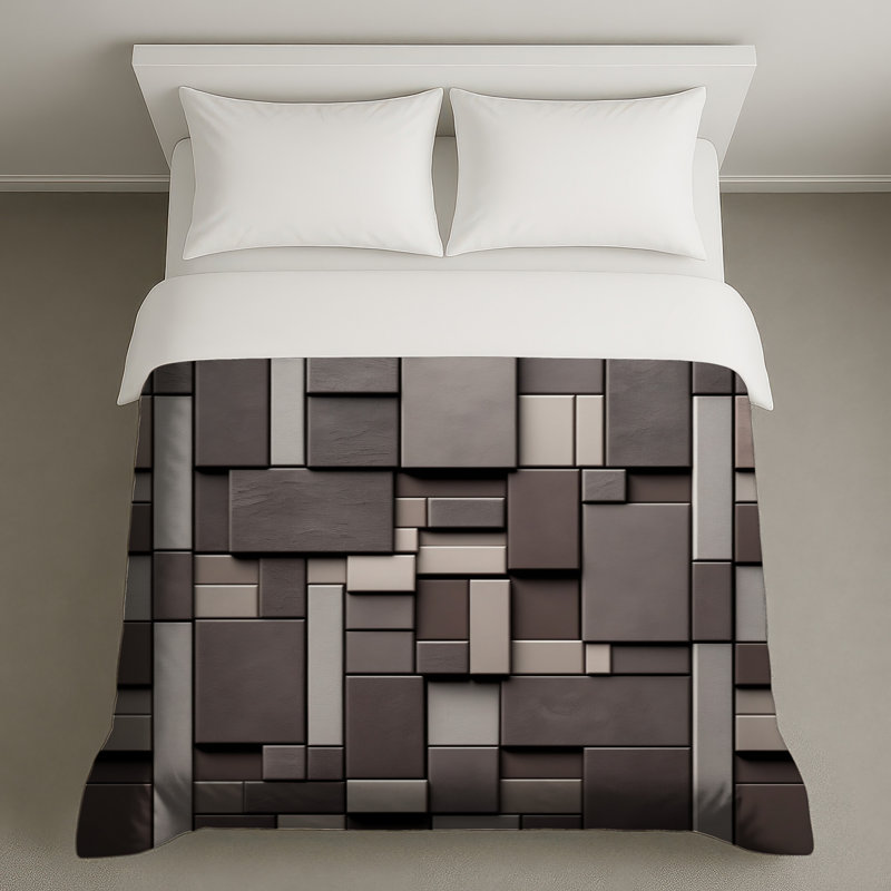 Housses de couette à motif géométrique brique, King