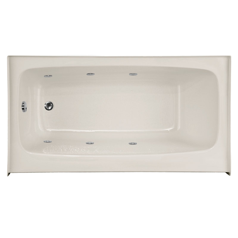Regan 54'' L Whirlpool Bathtub, Bone, Right Facing