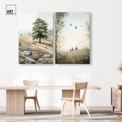 «Blush Cloud Serenity Duo», reproduction d'art acrylique par Art Remedy, prête à être suspendue, 10 x 15