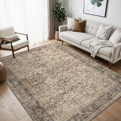 Vintage Look Machine Printed Area Rug