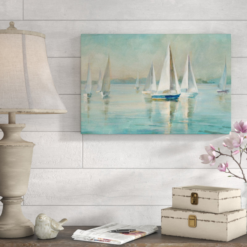 Voiliers au lever du soleil par Danhui Nai - reproduction, H 12 po x l 18 po x P 1,5 po, Toile