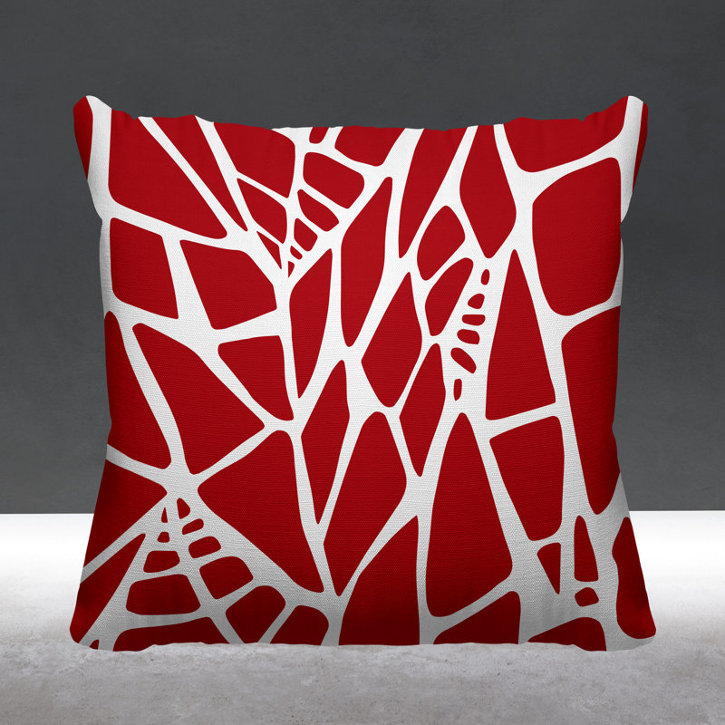 Coussin intérieur / extérieur Rodman Tribal Abstract, L 15 po x H 15 po, Rouge