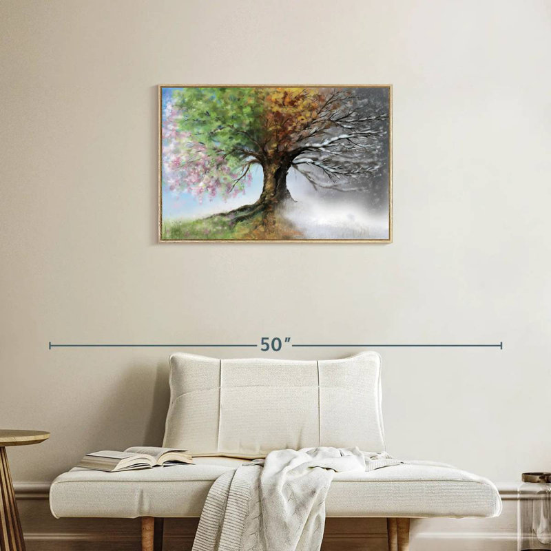 Quatre saisons, Cadre flottant en bois naturel, 31 po x 21 po