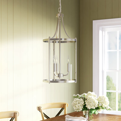 Cleveland 3 - Light Lantern Cylinder Chandelier in Satin Nickel