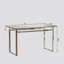 Table de salle à manger 51 "moderne en verre rectangulaire minimaliste pour 4 à 6 personnes avec plateau en verre trempé de 0,31" et pieds en métal chromé argenté, bureau de table d'écriture, pour la cuisine, le salon et la salle à manger (0 dégât)-1184582740