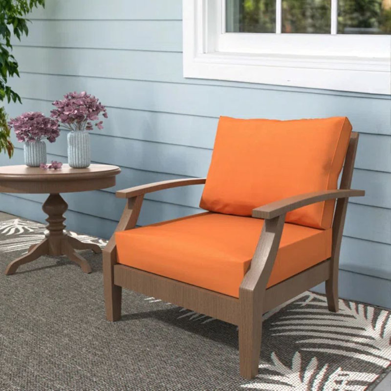 Sunbrella Outdoor Cushion for Arm Chair, Arnot Seat/Back Replacement Cushion for Outdoor Furniture, 1, Canvas Tangerine