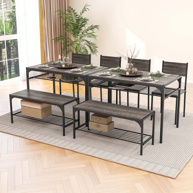 17 Stories 4 Pcs Dinette Set For Small Place Breakfast Nook Modern Dining Table With 2 Chairs