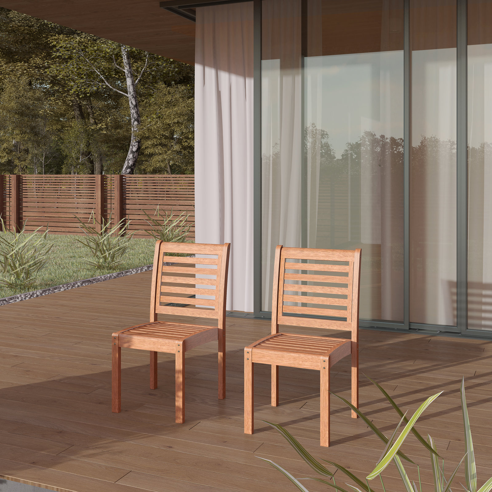 Rafael Stackable Eucalyptus Patio Side Chair