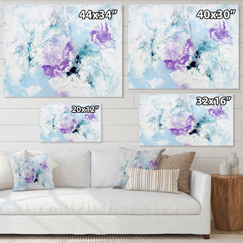 Violet et bleu liquide Art Waves - impression sur toile tendue, H 32 po x l 24 po