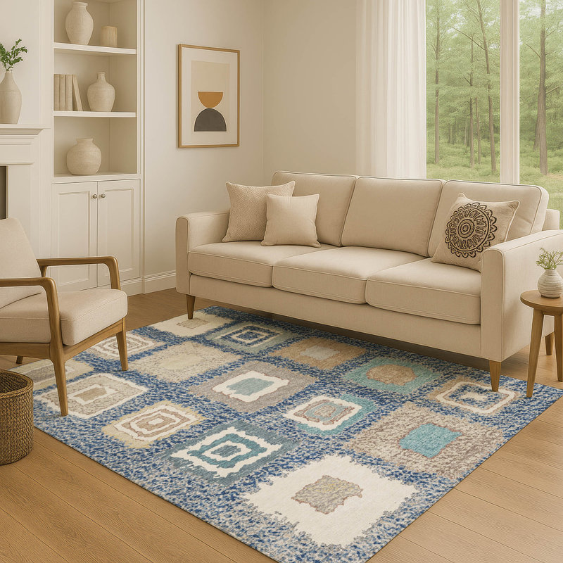 Tapis géométrique de qualité supérieure lavable à la machine Ariel, Rectangle 10 pi x 14 pi