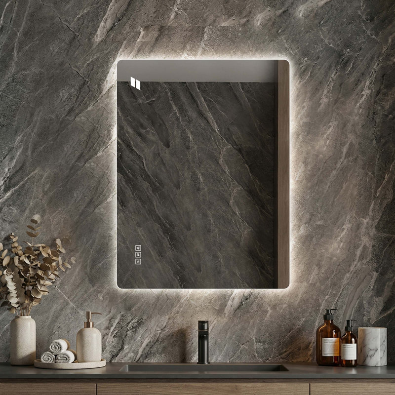 Miroir de salle de bain 24 * 32 pouces avec lumières à DEL avant et rétro-éclairé, miroirs de salle de bain anti-buée pour montage mural, 3 couleurs et 5 niveaux d'intensité variable