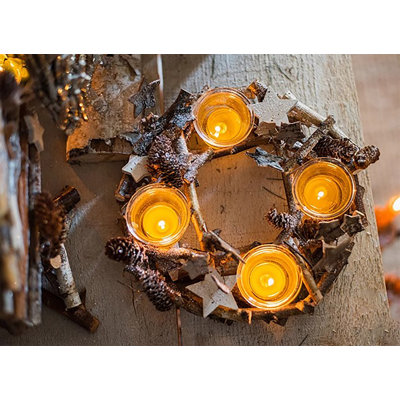 6.3'' H Wood Tabletop Candlestick
