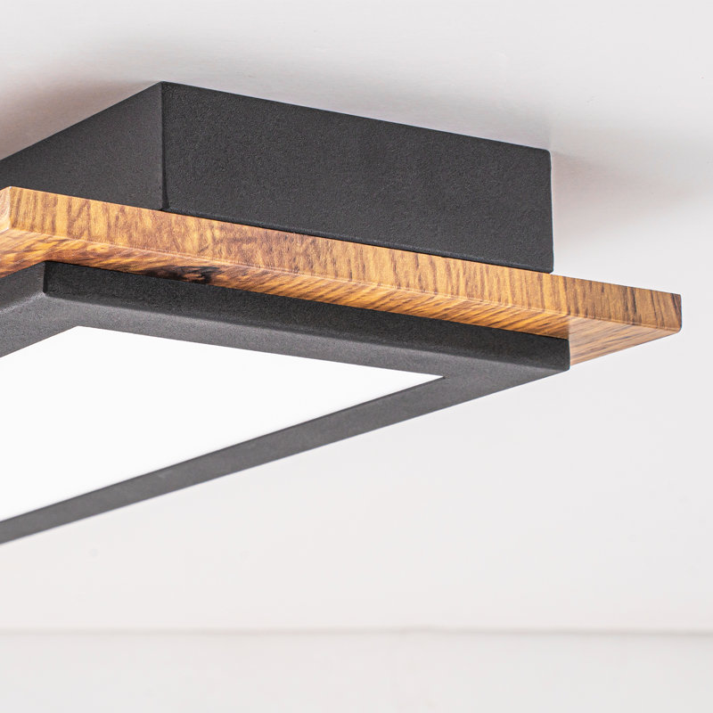 Rectangular Modern Farmhouse Wood LED Flush Mount Ceiling Light