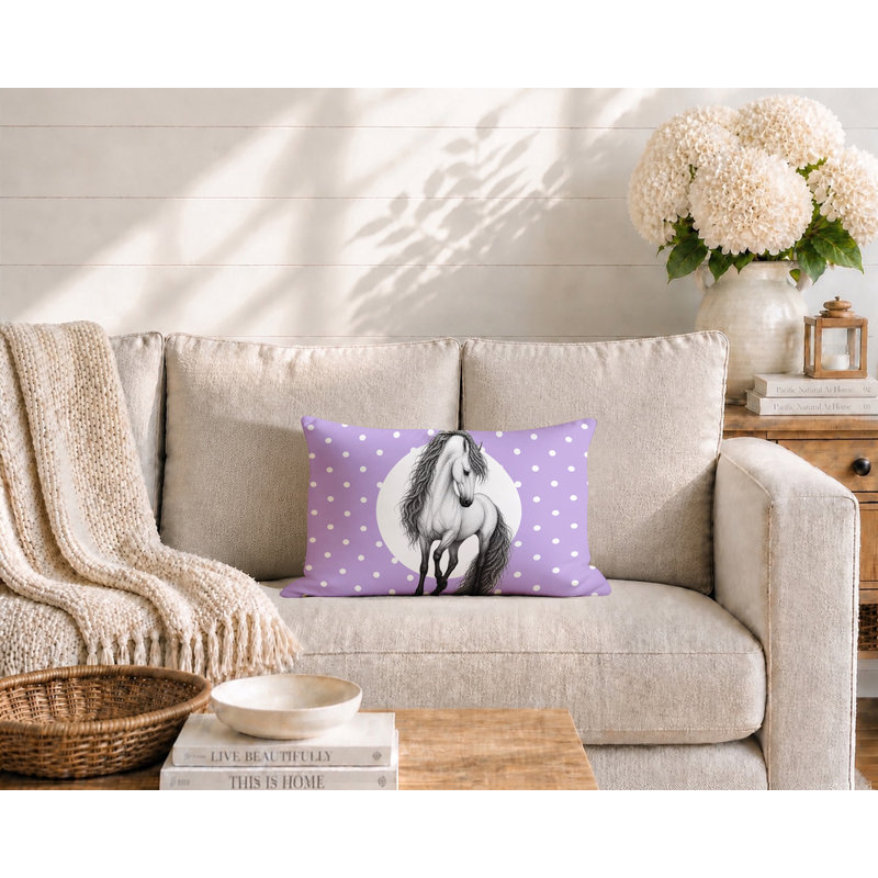 Coussin réversible Horse, 25 x 18, Lavande