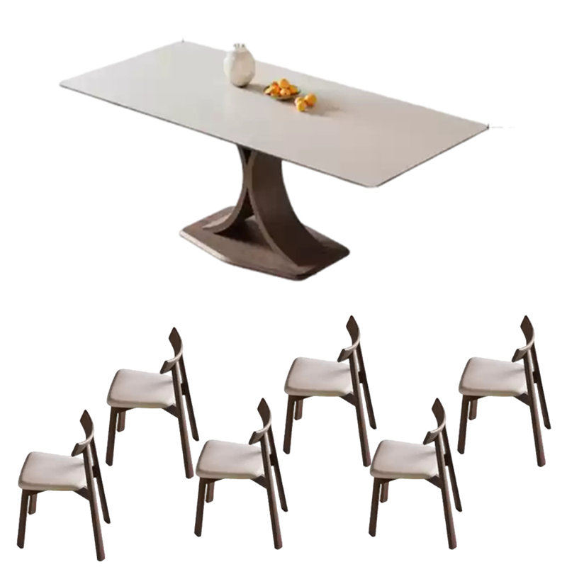 Rectangle sintered stone simple dining table set, 29.53"H x 55.12"L x 31.5"W