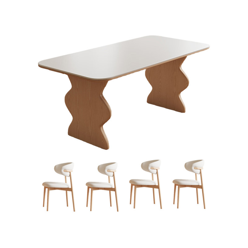 Log Cream Style Solid Wood Dining Table, 29.52" H x 62.99" L x 31.49" W