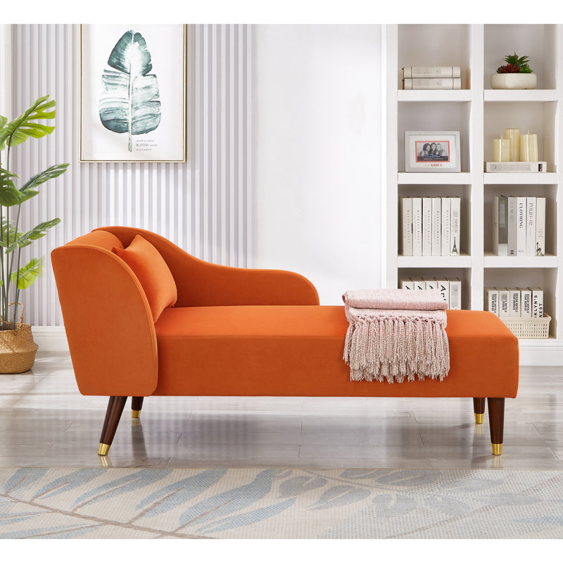 Fauteuil moderne en velours orange