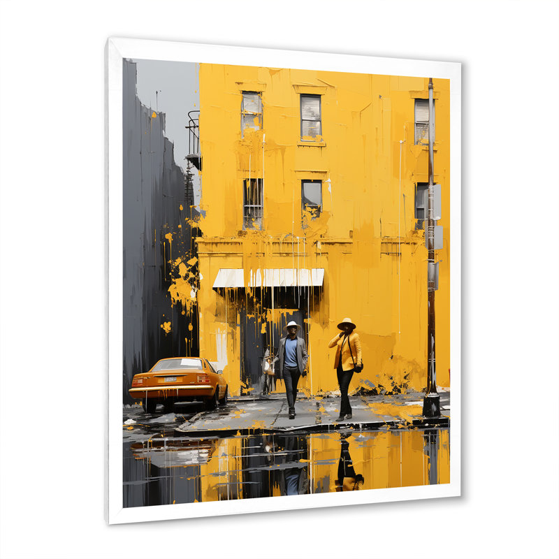 «Leannie Yellow Gray New York Harlem Rhythm» sur impression sur toile, H 40 po x l 30 po x P 1,5 po, Cadre photo blanc