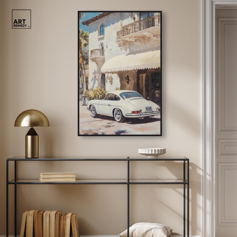 «Light Palm Hotel», reproduction d'art sur toile par Glam Art Remedy, H 37 po x l 25 po, Structure noire