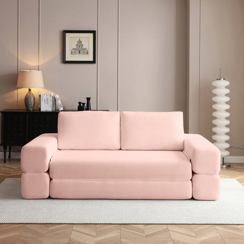 Canapé-lit convertible de 81 pouces avec mousse haute densité, canapé-lit pliant 3-en-1, matelas de futon, oreillers inclus, aucun assemblage requis.