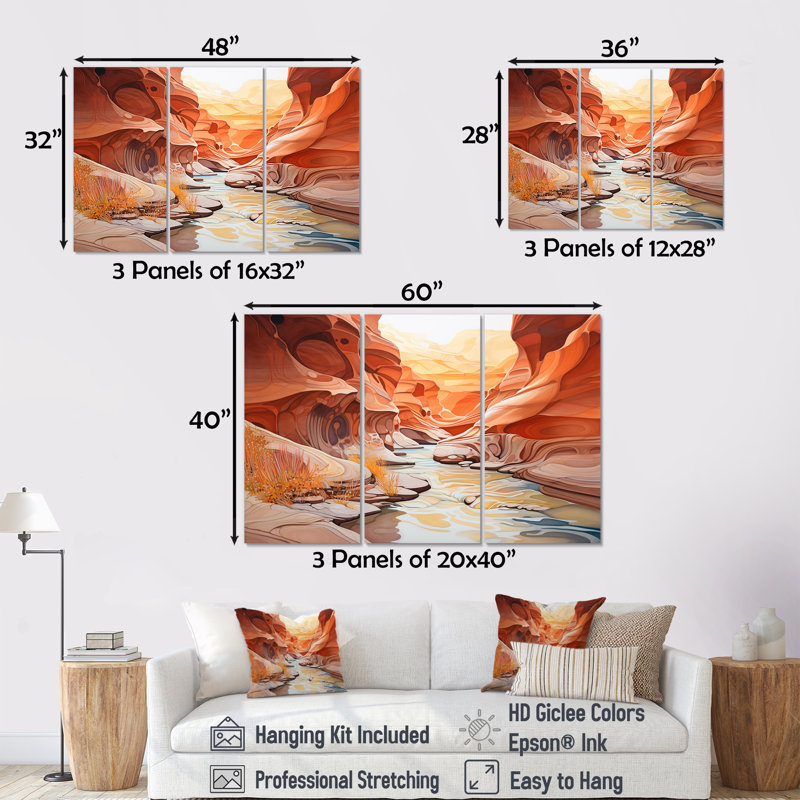 Ensemble de salon Canyon Antelope, H 28 po x l 36 po x P 1 po, Toile tendue
