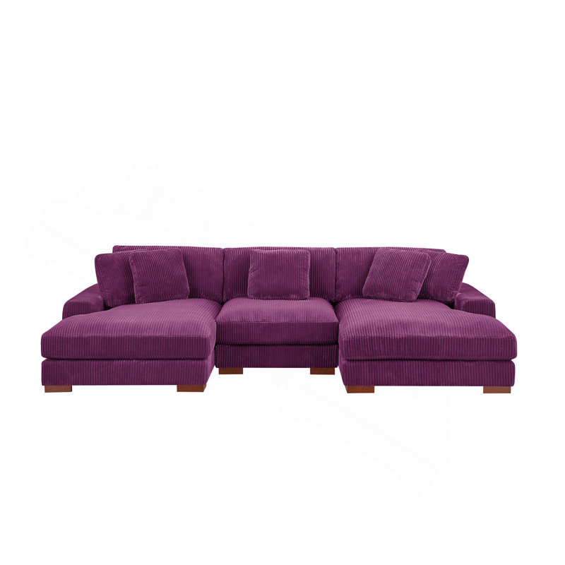 Grand canapé modulaire à double assise en velours côtelé Large Seating, Mauve