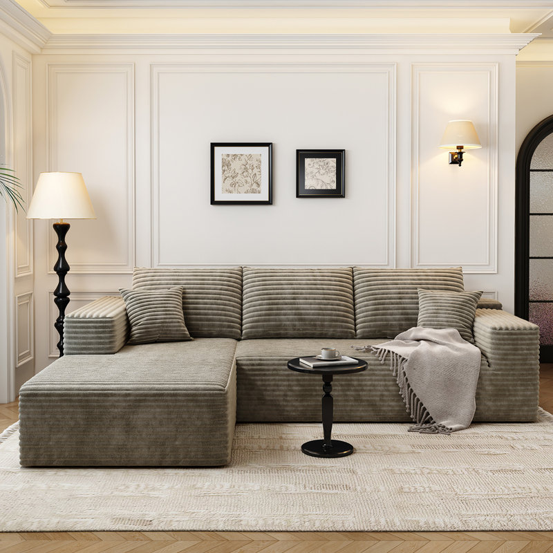 Canapé modulaire 107,5 po Cloud, Tissu velours côtelé moelleux Camel, Orienté à gauche (vu de face)