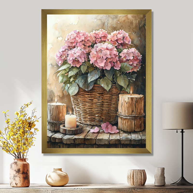Hockett - impressions murales florales, H 32 po x l 24 po, Reproduction encadrée sans passe-partout, Doré