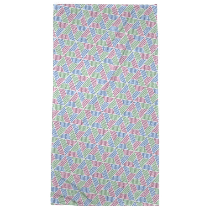 Katelyn Elizabeth Cotton Blend Bath Towel, Green/Pink/Blue
