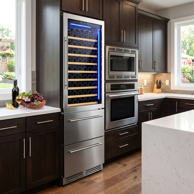 24 Inch 2 IN 1 Dual Zone Wine And Beverage Refrigerator, Built-in or Freestanding Wine Cooler
