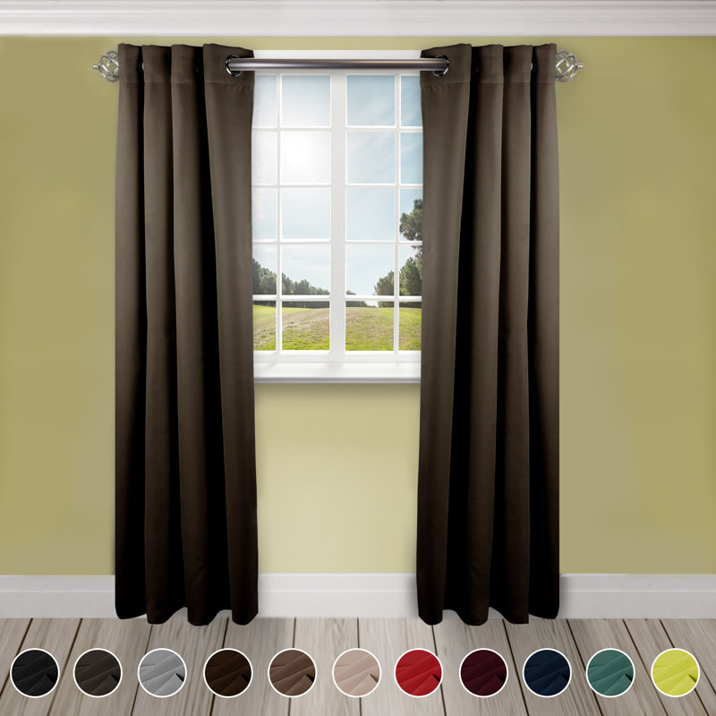 Panneau de rideau simple obscurcissant synthétique avec œillets Polen Drapery, 150 po x 96 po, Taupe