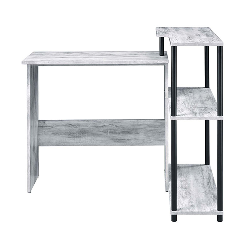 Bureau d'écriture Ievi, finition blanc antique et noir, Blanc antique