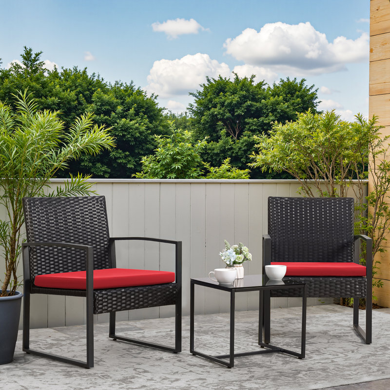 Moncure 2 - Person Patio Conversation Set with Cushions, Red
