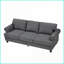 Canapé de salon à 3 places 83 po American Classic - tissu de polyester doux, housses amovibles et amp; Rangement | Gris | Polyester | Accoudoirs ronds-722767155-722767154