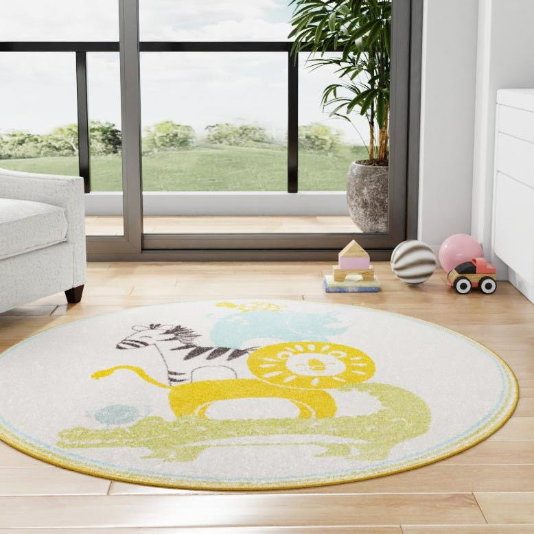 Rectangle Polypropylene Plastic Rug, Round 5'3"