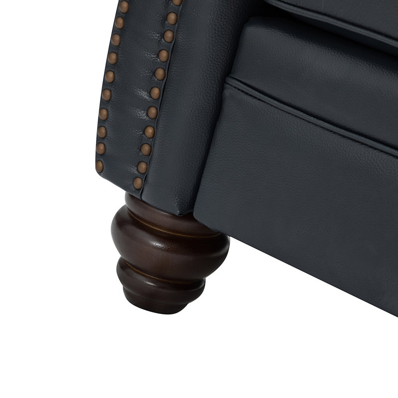 Canapé en cuir véritable de 81 po Damore, Marine