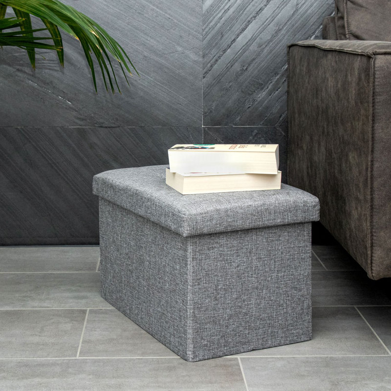 Romines 49cm W Rectangle Footstool with Storage, in Grey