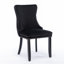 Chaise de salle à manger rembourrée à oreilles avec garniture cloutée et pieds en bois massif, ensemble de 2, noir, KD-224605557