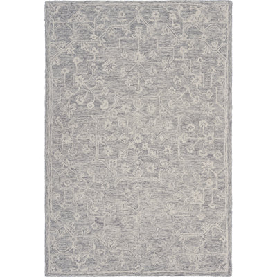 Ivy Handmade Transitional Distressed Floral Motif Tufted Wool Area Rug