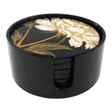 Ora Floral Lacquer Round Coaster With Holder