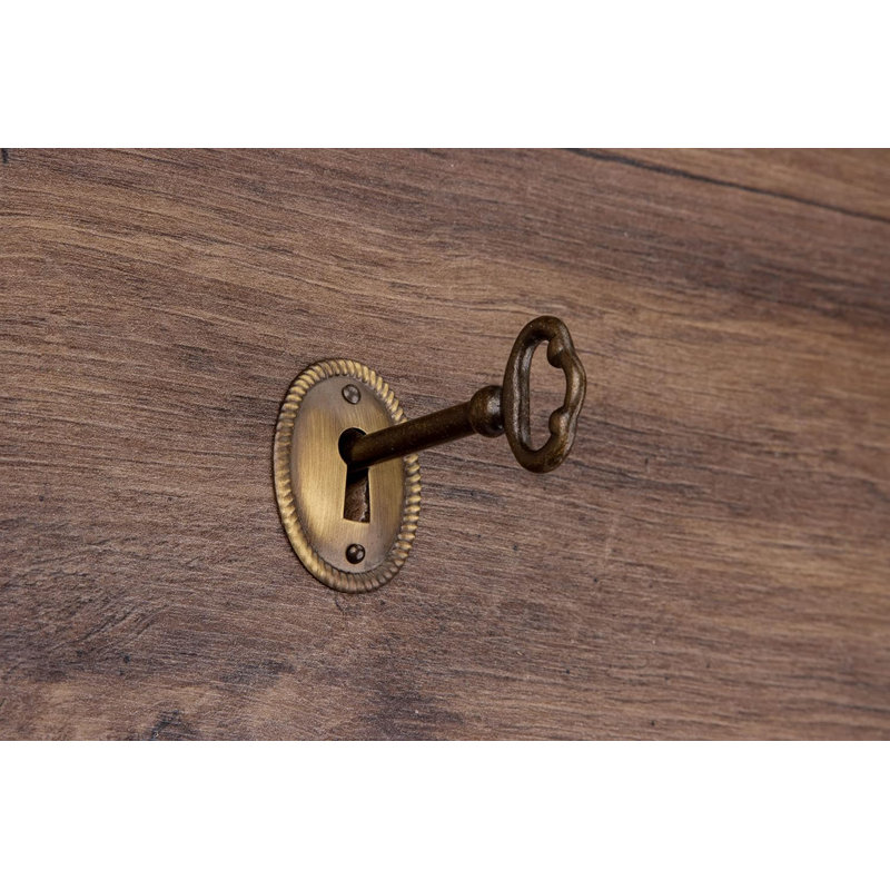 Oval Stamped Antique Brass Decorative Keyhole Cover | 1-1/2" H X 1-1/8" W | Keyhole Escutcheon Plate For Cabinet Door, Dresser Drawers, Desk | Antique, Modern Furniture Hardware