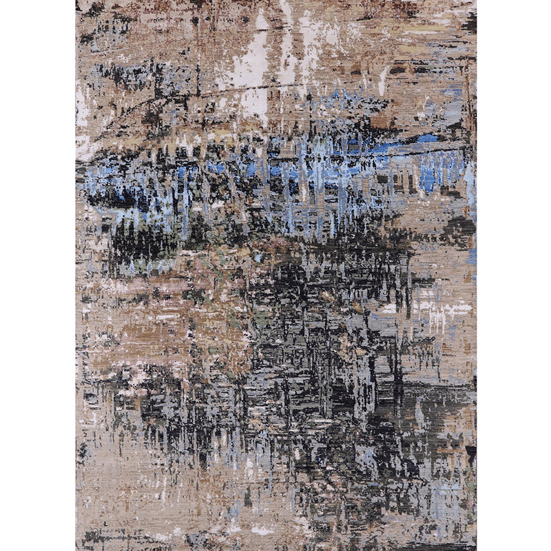 Tapis brun / noir / bleu à motif abstrait Broomall, Tapis de couloir 2 pi x 5 pi