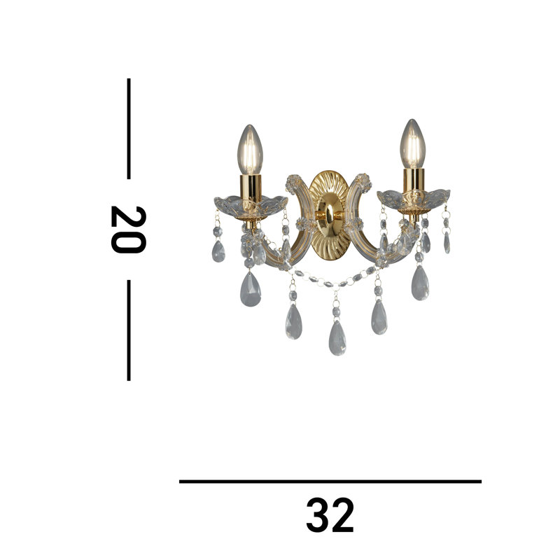 Kelly Candle Wall Light, Polished Brass