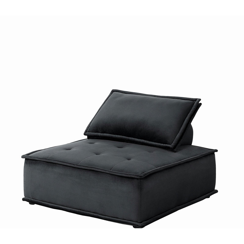 Chaise longue sans accoudoirs en velours noir Anna Anna